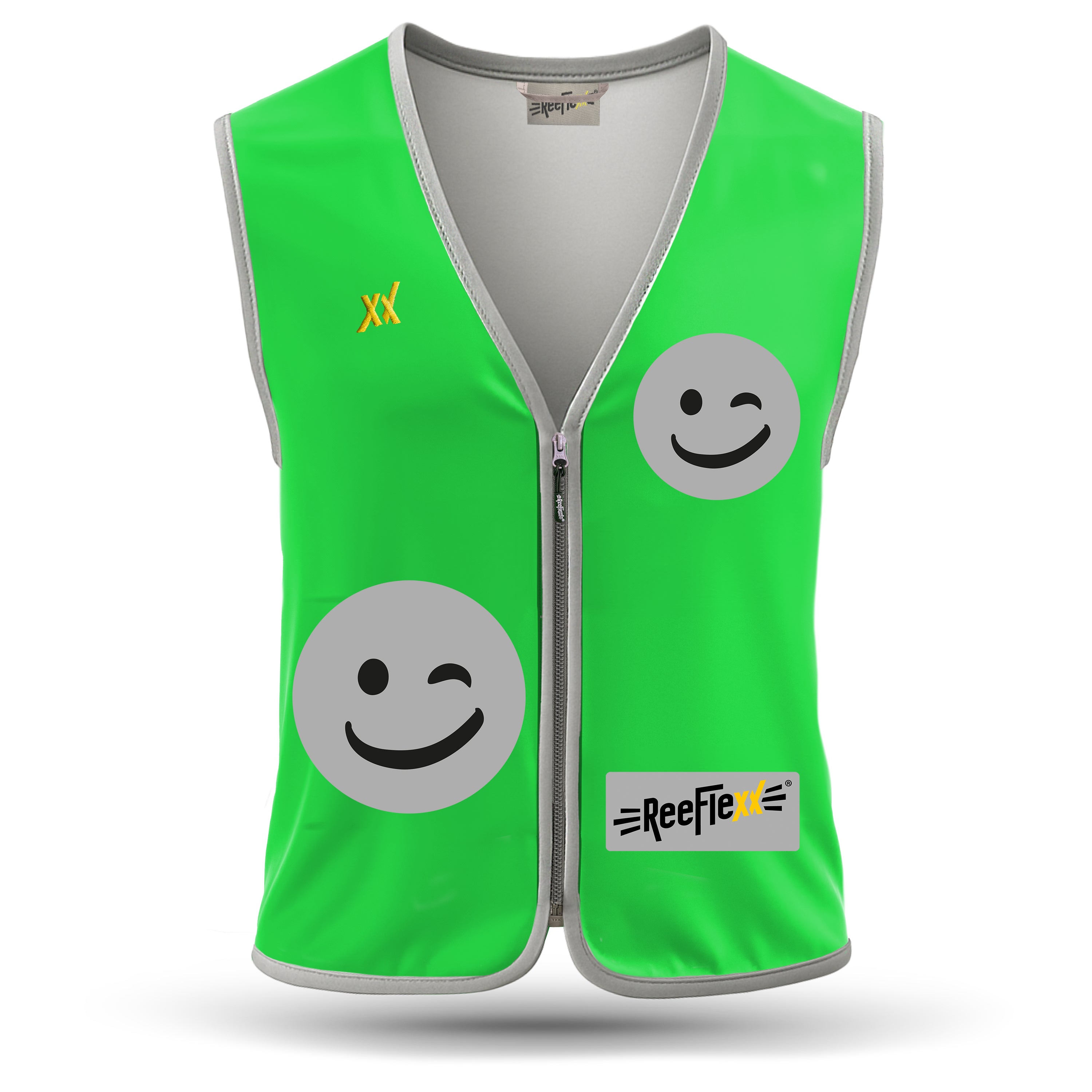 Solid Green Smiley - Kinderwarnweste