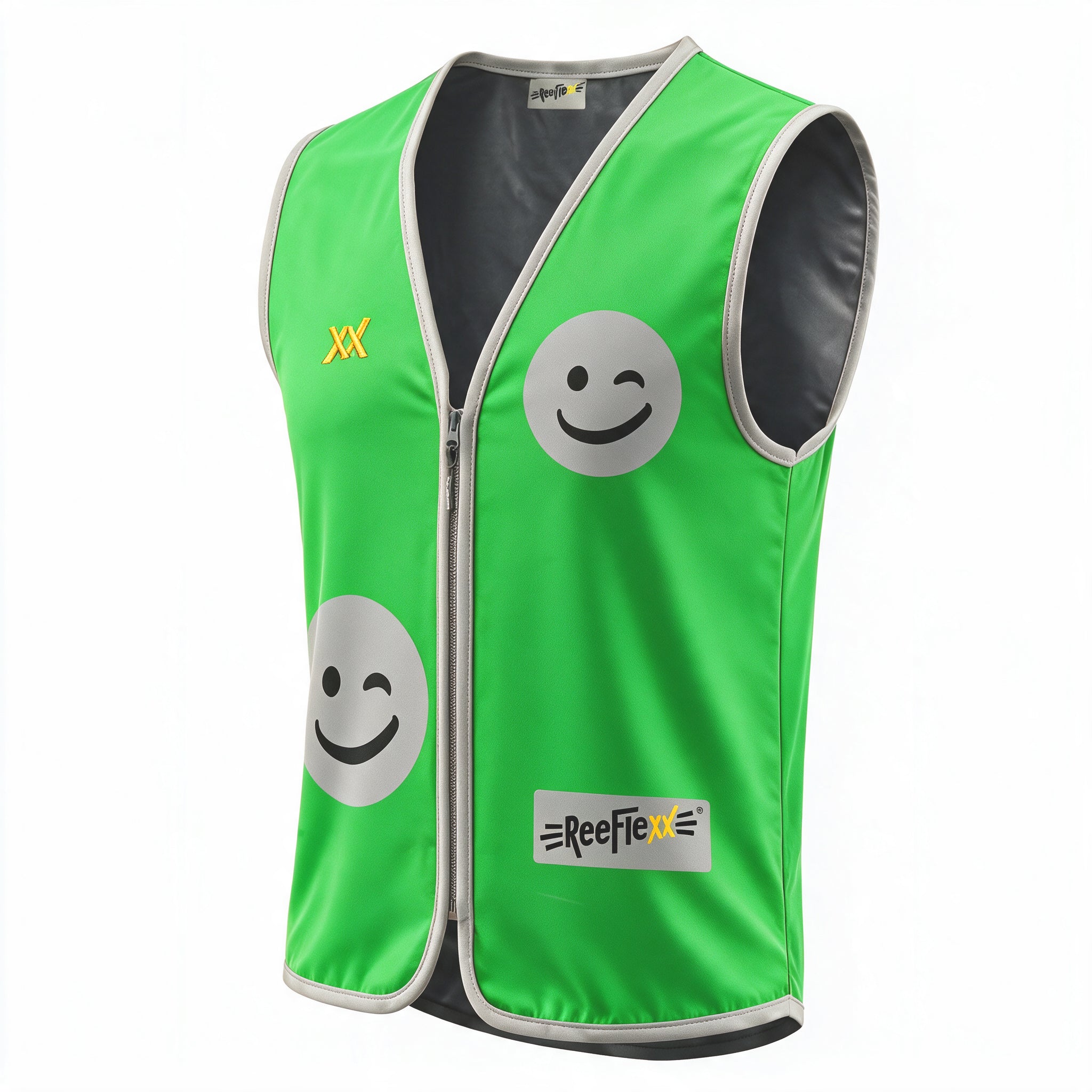 Solid Green Smiley - Kinderwarnweste