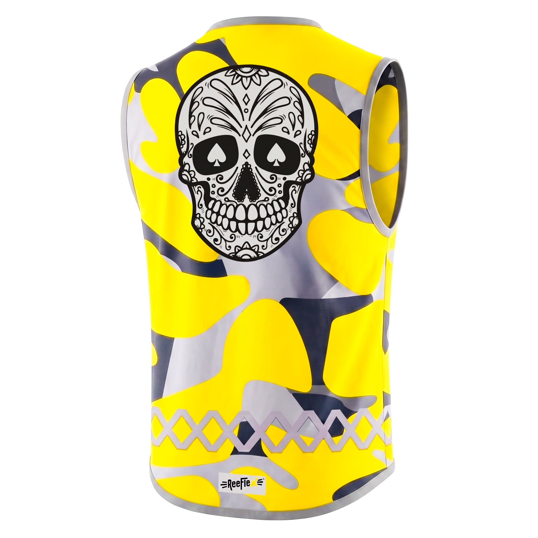 Yellow Camou Skull - Men's reflective vest