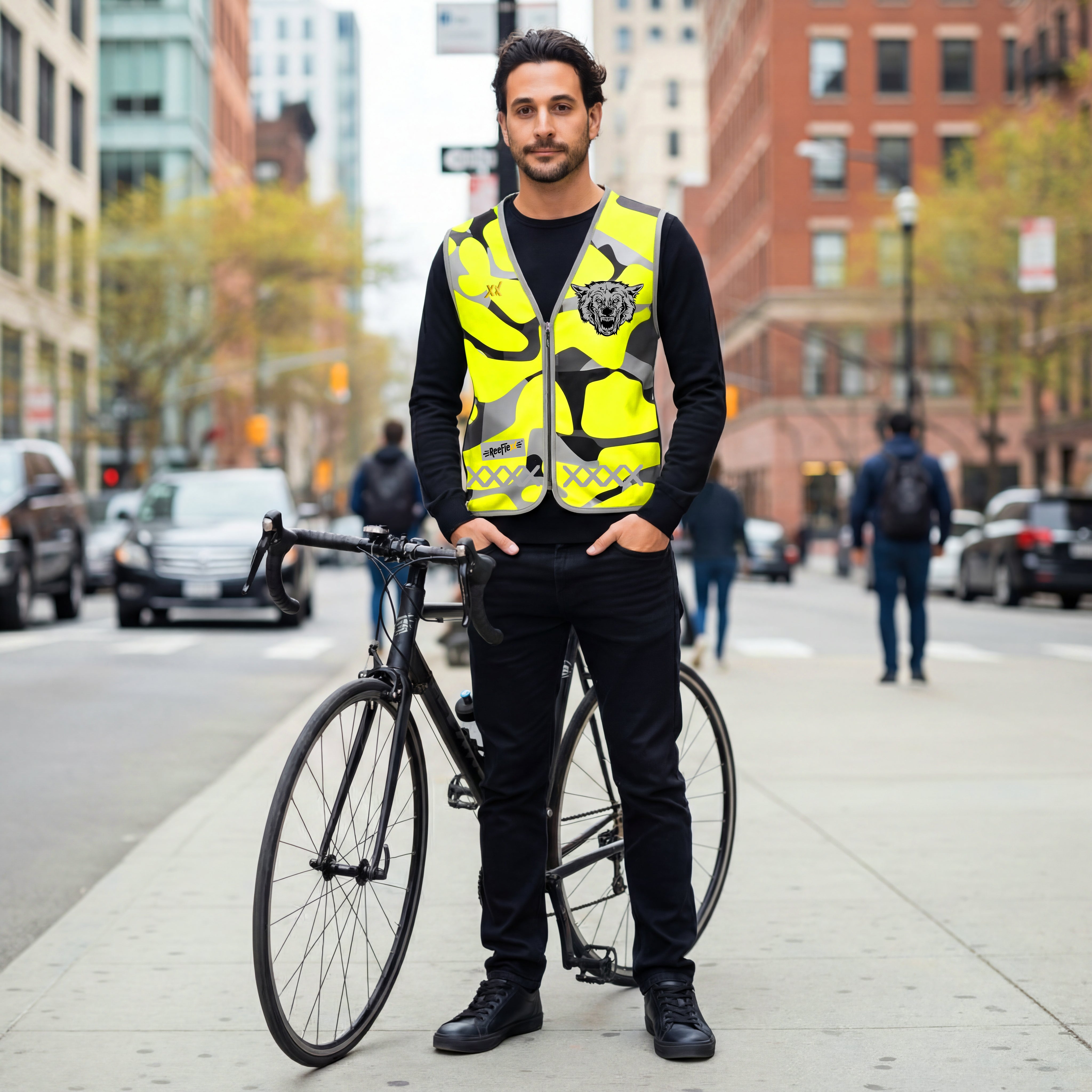 Yellow Camou Wolf - Herrenwarnweste