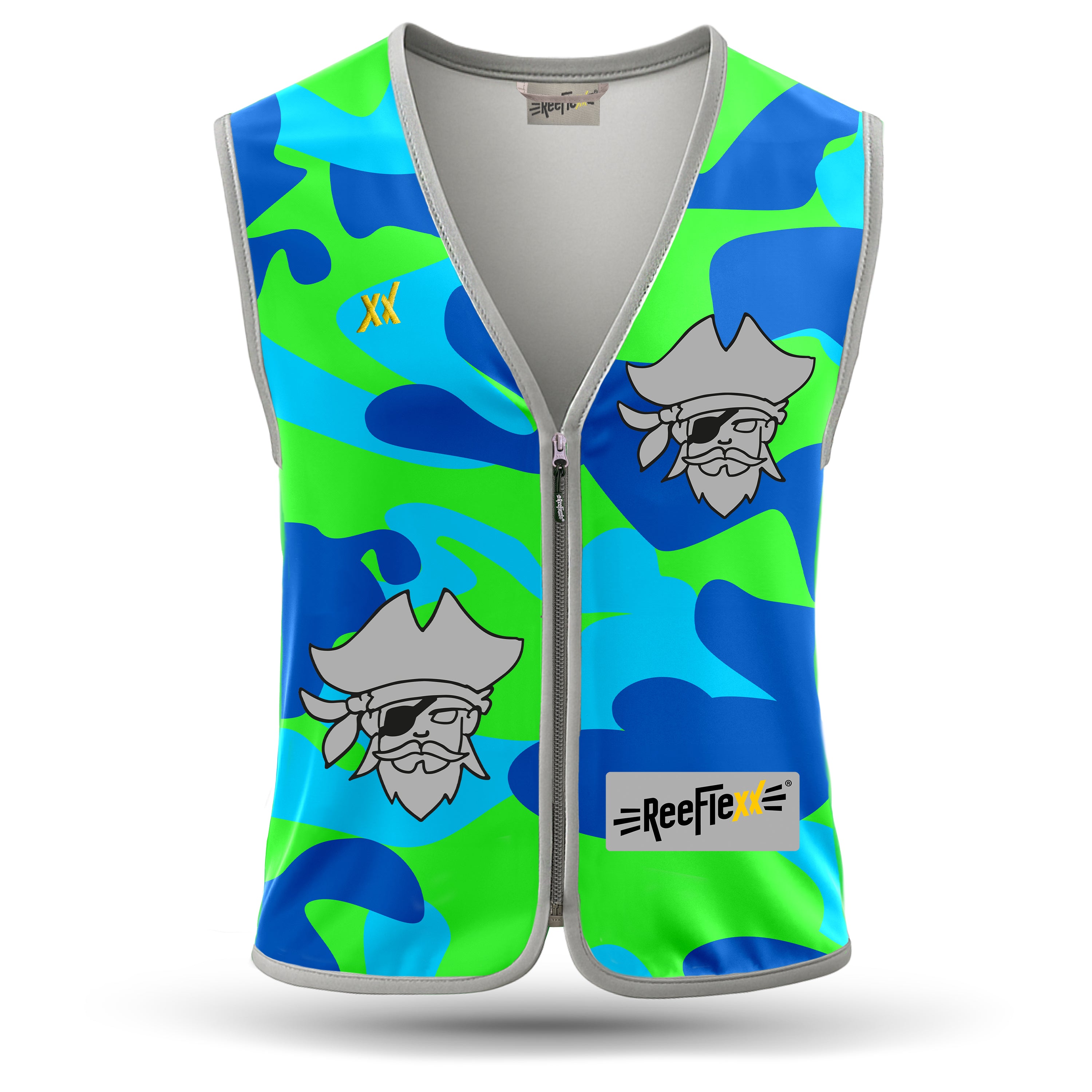 Blue Camou Pirate - Kinderwarnweste