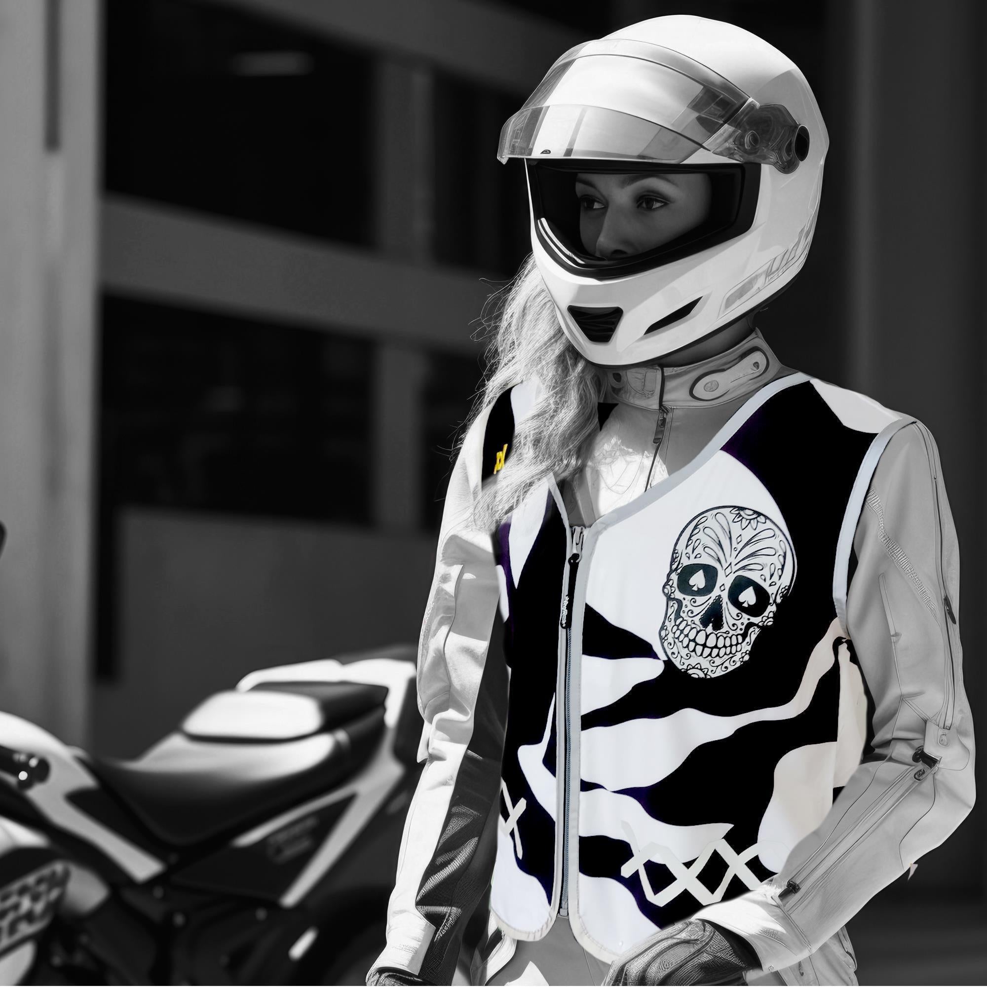 Black White Skull - Damenwarnweste