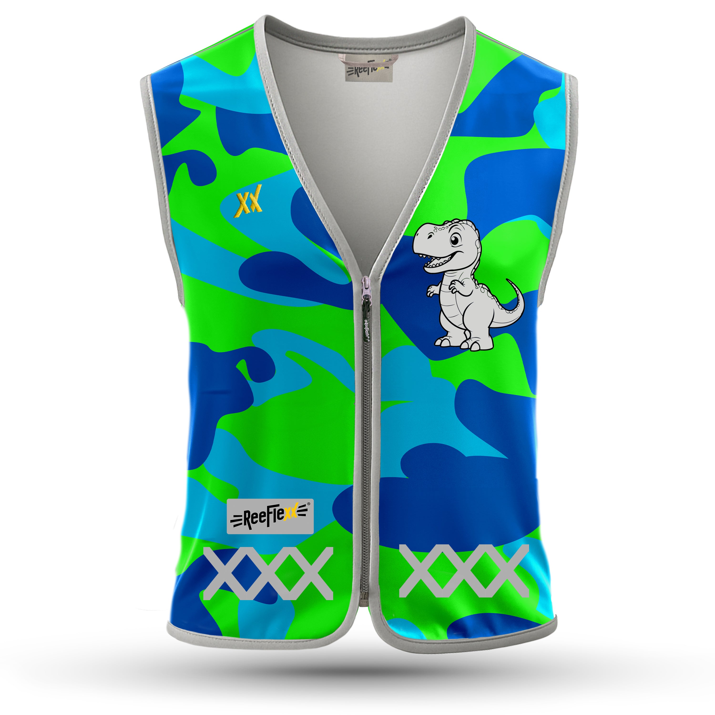 Blue Camou Dino - Kinderwarnweste