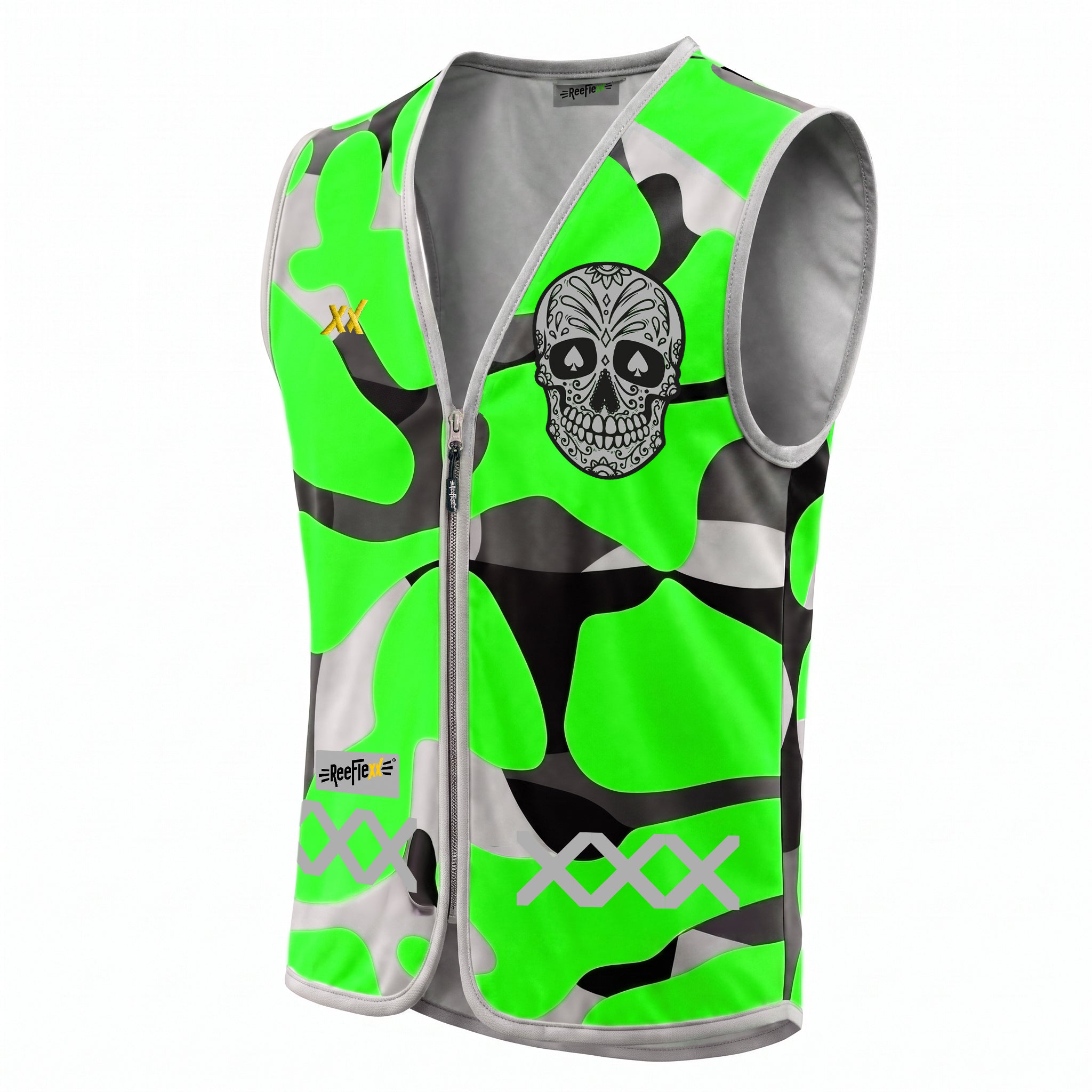 Green Camou Skull - Kinderwarnweste