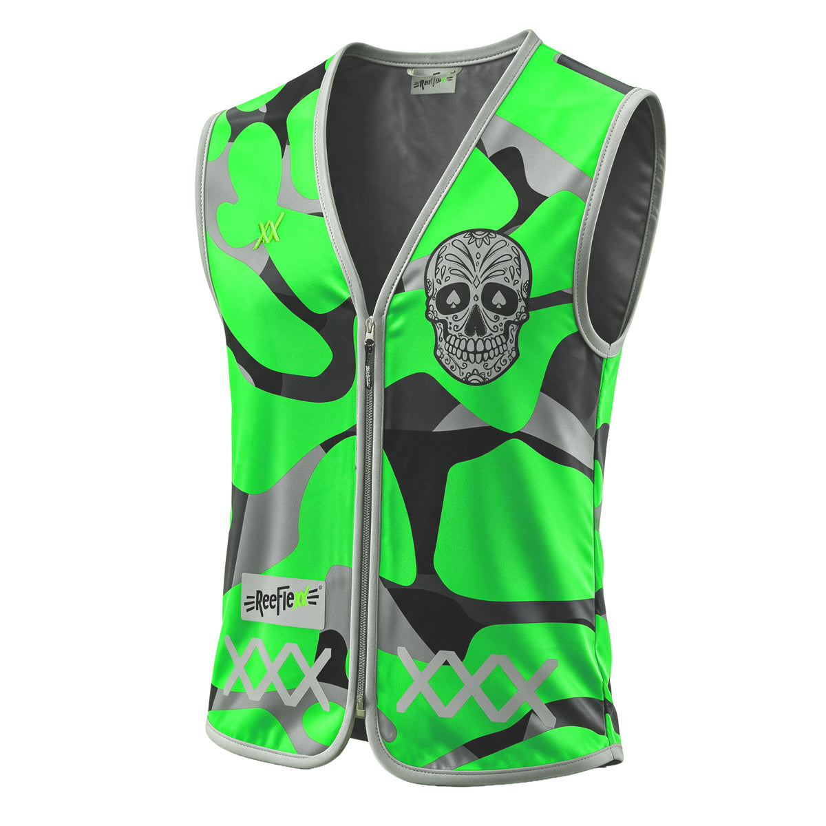 Green Camou Skull - Kinderwarnweste