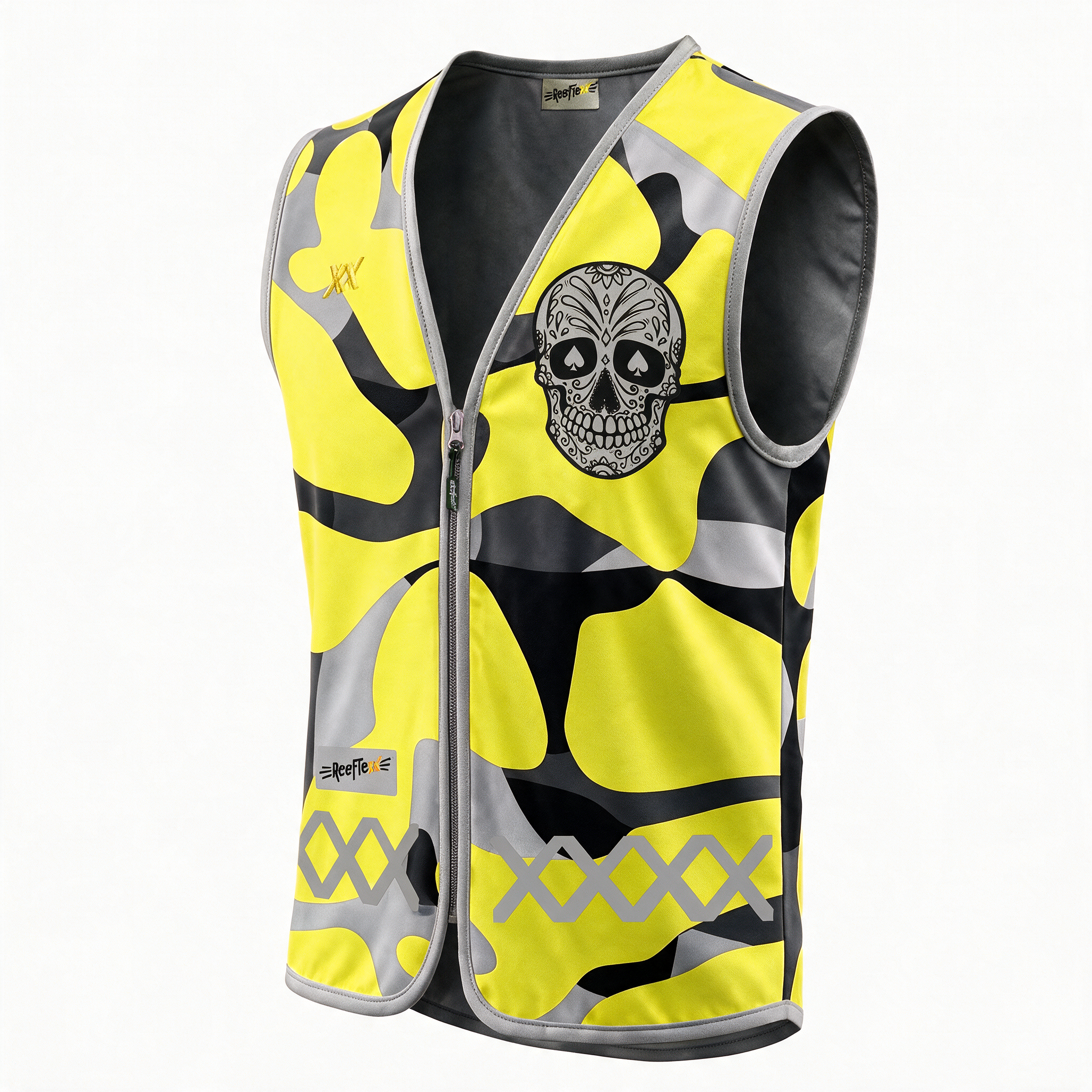 Yellow Camou Skull - Men's reflective vest