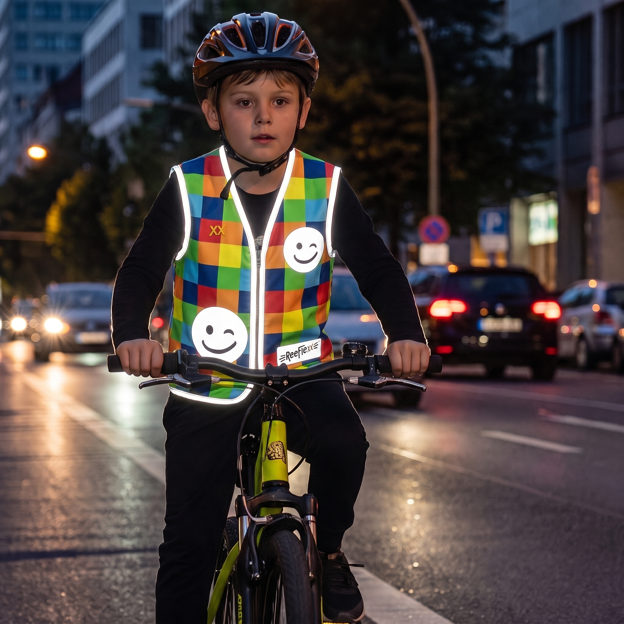 Mix Square Smiley - Kinderwarnweste