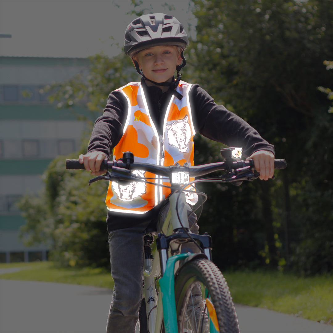 Orange Camou Tiger - Kinderwarnweste