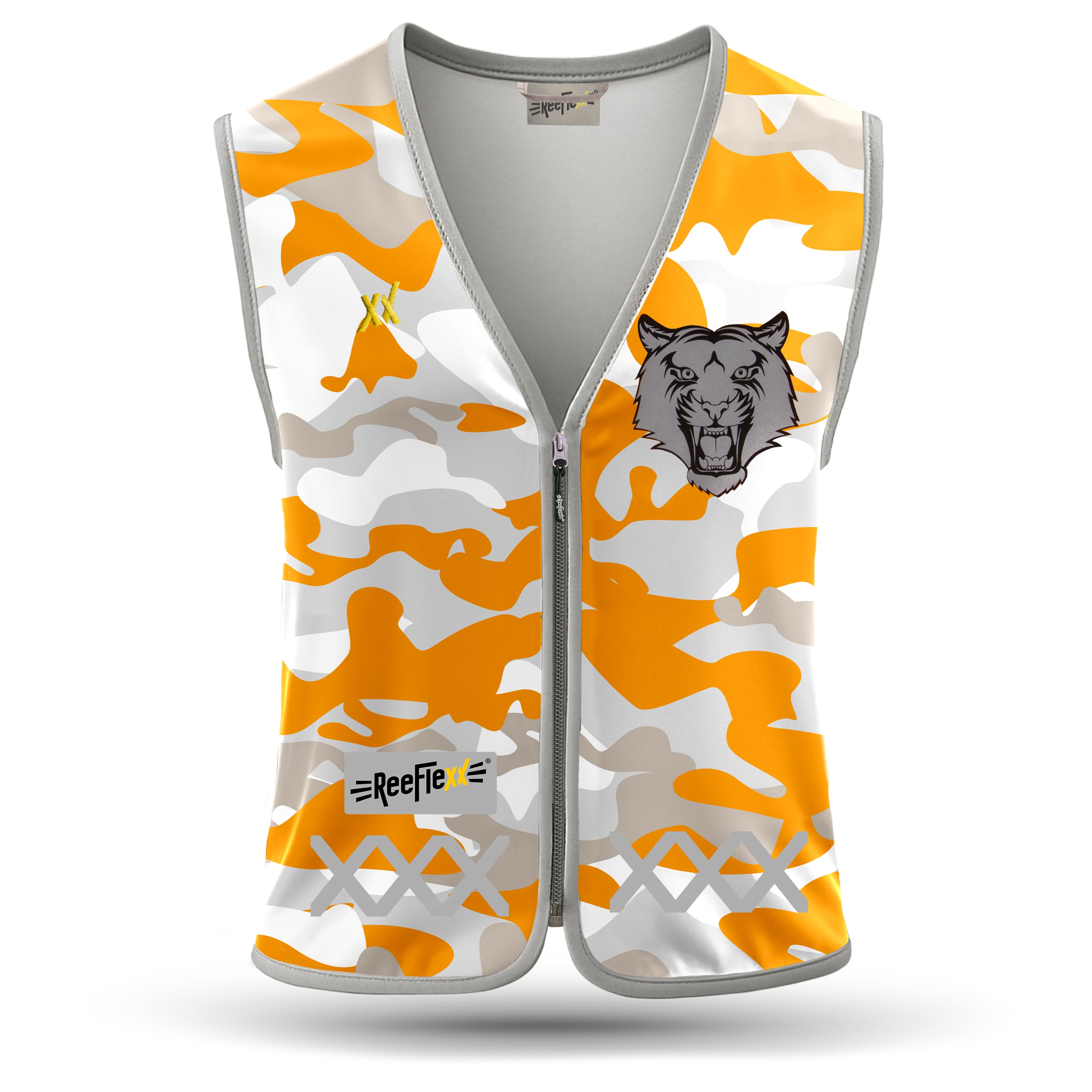 Orange Camou Tiger - Kinderwarnweste