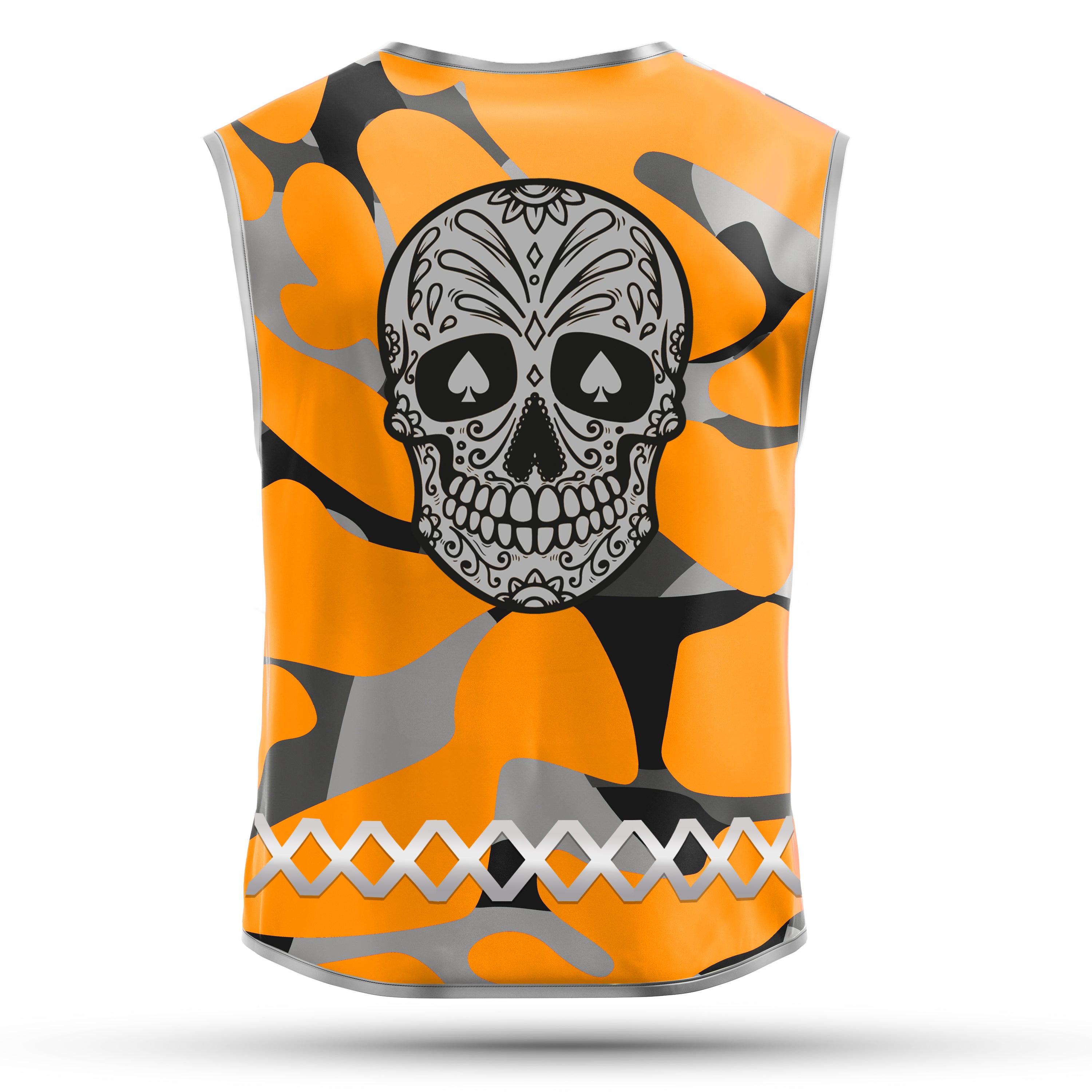 Orange Camou Skull - Herrenwarnweste