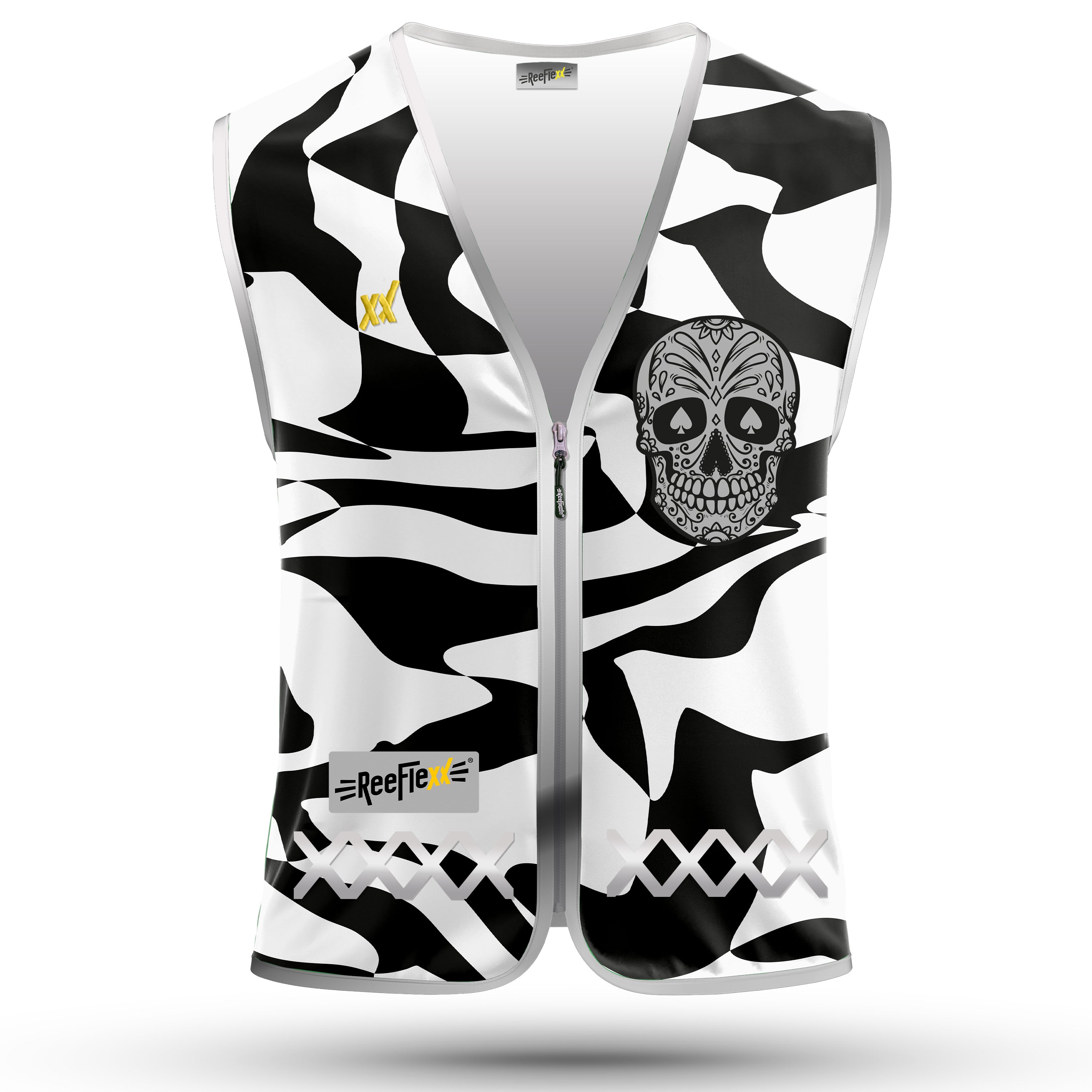 Black White Skull - Herrenwarnweste