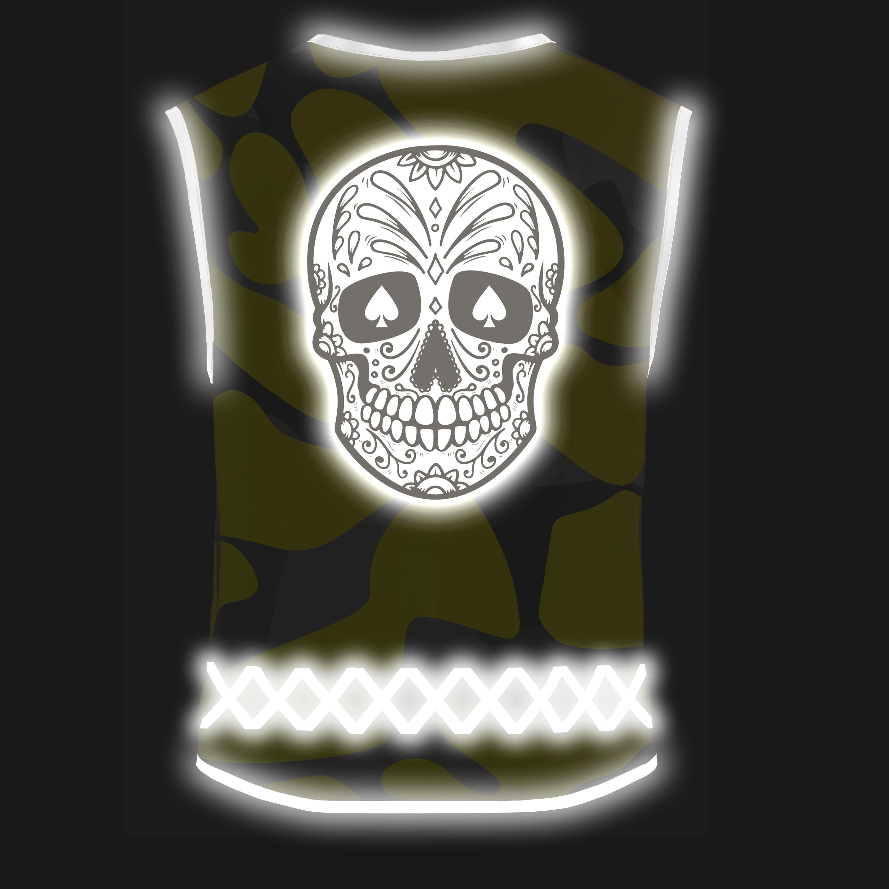 Yellow Camou Skull - Herrenwarnweste