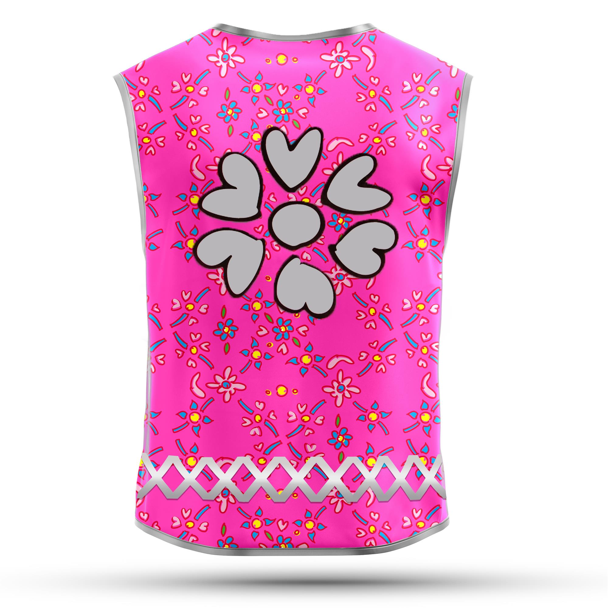 Pink Flower Hearts - Kinderwarnweste