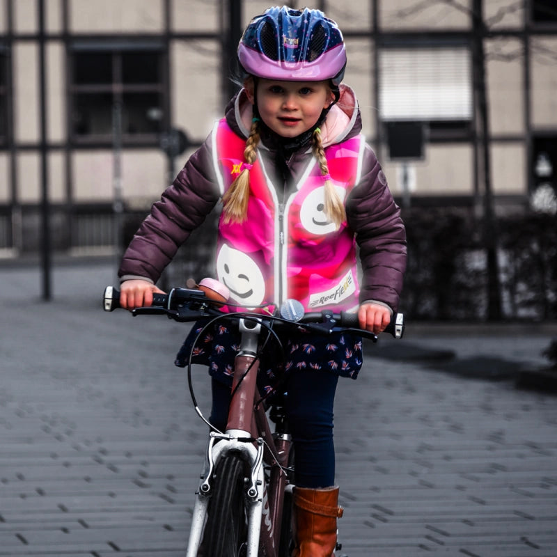 Pink Camou Smiley - Kinderwarnweste