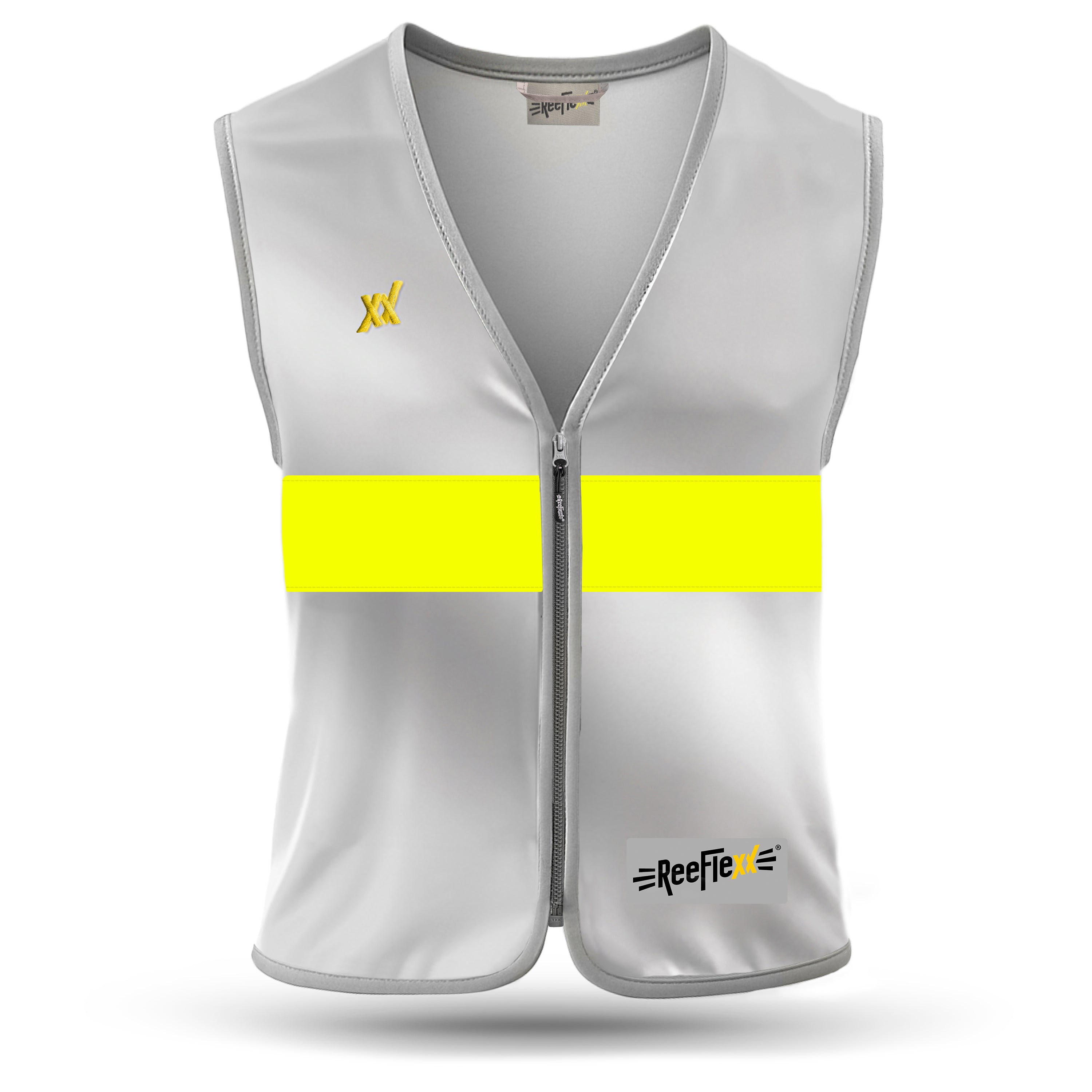 Silver Yellow Stripe Ladies - Damenwarnweste