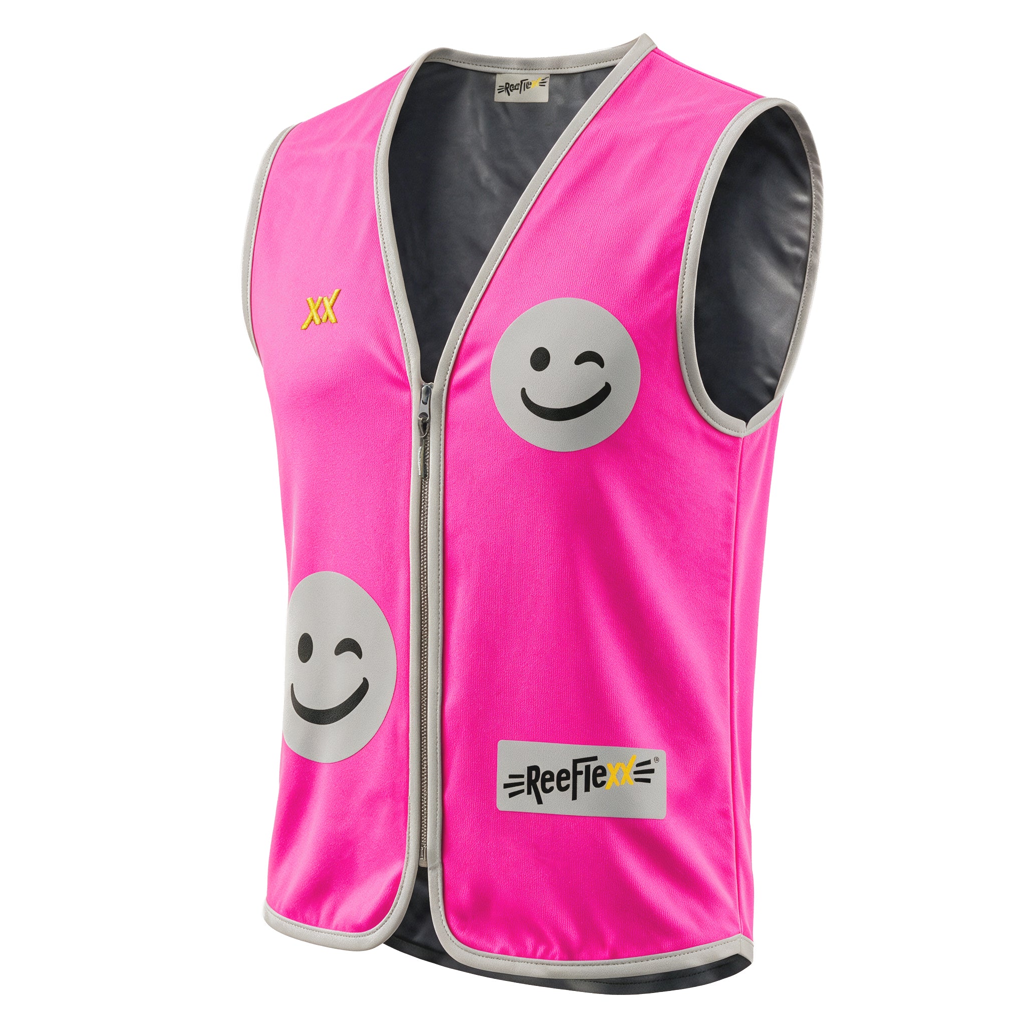 Solid Pink Smiley - Kinderwarnweste